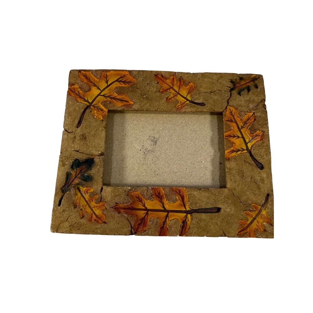 Fall Leaf‎ Stone Picture Frame Home Decor 5x7 Tan Rustic Autumn Cottagecore